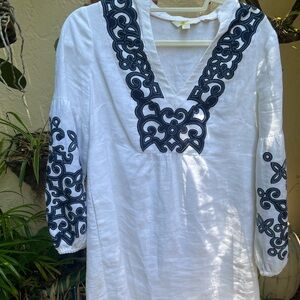 Boden white linen mini dress 8P